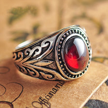 Load image into Gallery viewer, MetJakt Natural Agate/Garnet Ring with Ancient